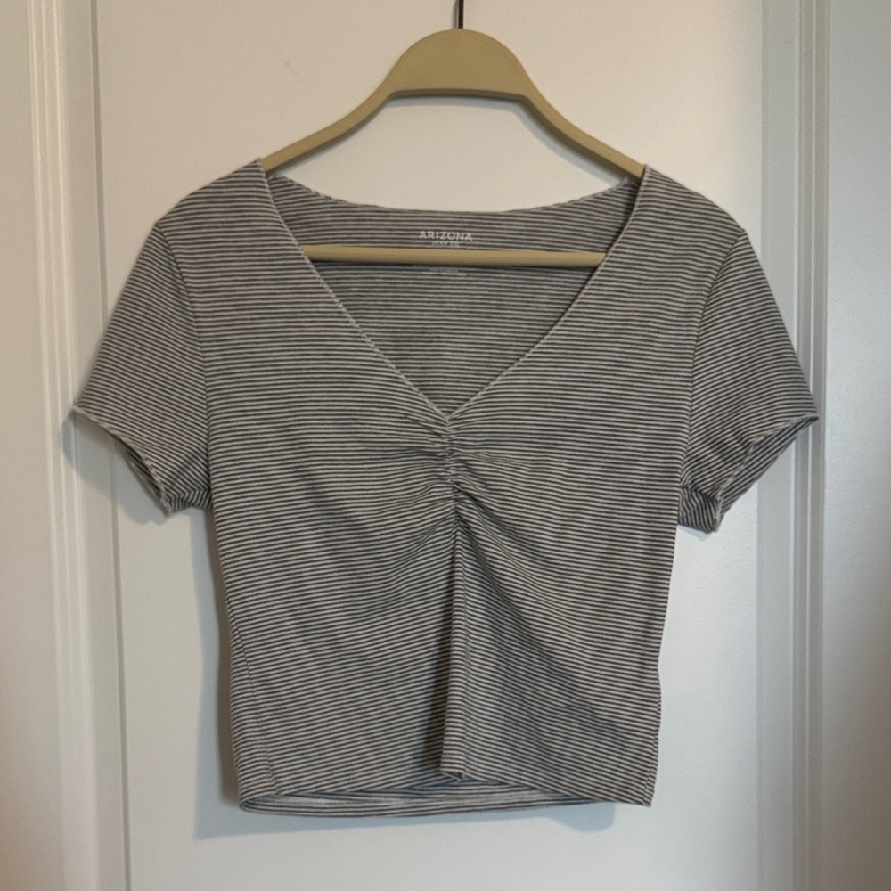 Arizona Jean Company Women's Striped Gray Top